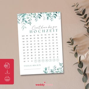 Wedding countdown 100 days, countdown wedding, wedding countdown template, digital file wedding, wedding planning, printable wedding