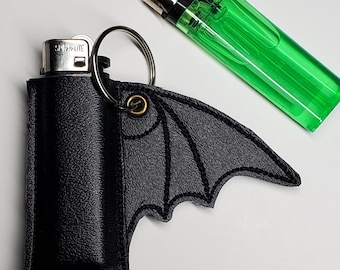 Bat Wing Dragon Wing Lighter Holder Embroidered Keychain