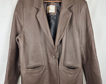 Vintage Genuine Deerskin Blazer Jacket in Dark Brown by W.B. Place, Size XL