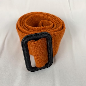 Vintage Burnt Orange Knit Adjustable Belt with Plastic Buckle