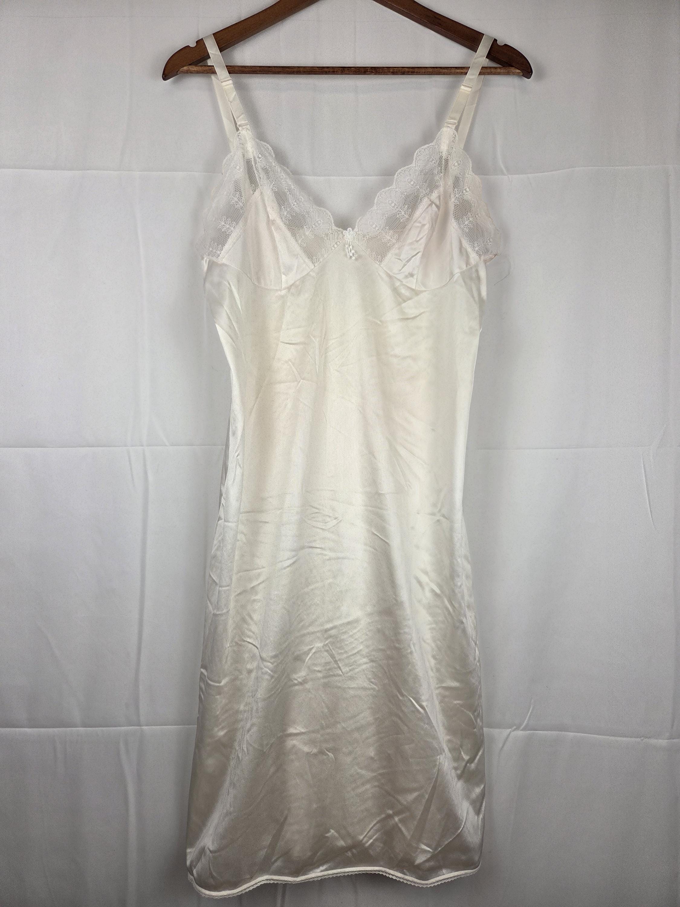 Vintage Ivory Lace Trimmed Slip Dress by Sliperfection, Size 38