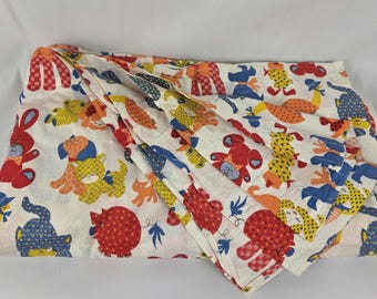 Set of 3 Vintage '70s Children's Window Curtain Panels, 41" X 36"