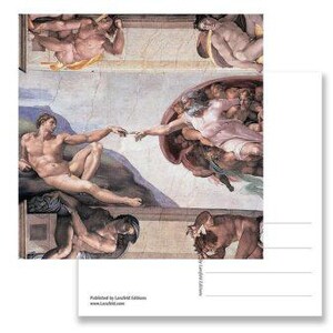 Ansichtkaart, Sixtijnse Kapel, Schepping van Adam, Michelangelo