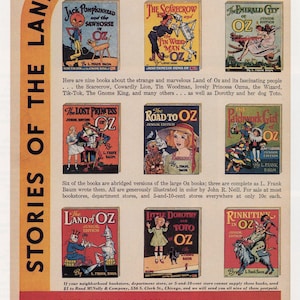 The Wizard of Oz - Little Oz Books Art Print for Wall Decor Vintage 1980s Bookpage