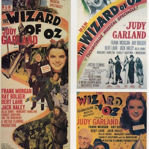 The Wizard of Oz - Movie Posters - Art Print for Wall Decor Vintage 1980s (Set of 2 Bookpages)