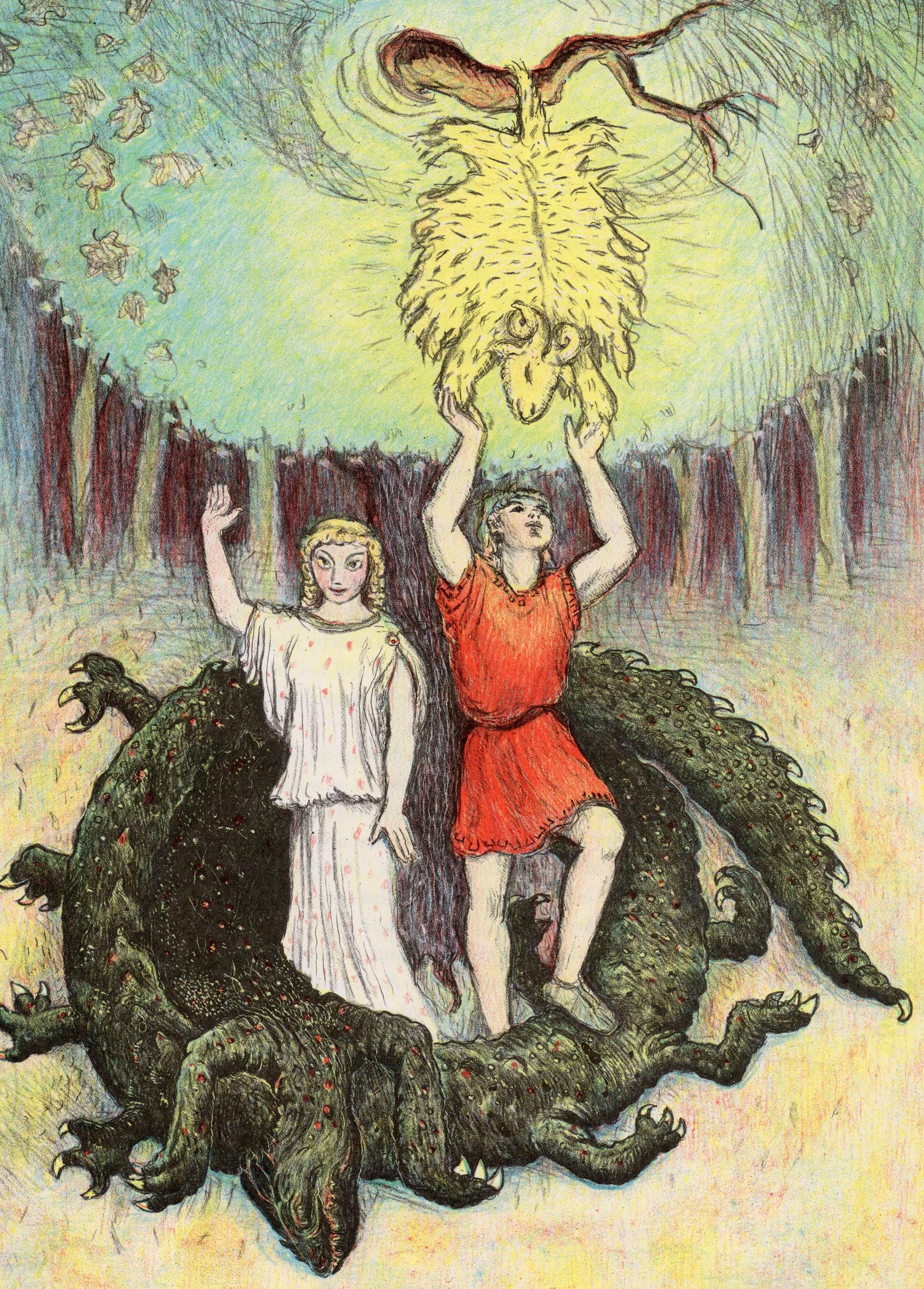 Jason & Medea With the Golden Fleece - Greek Myth Art Print for