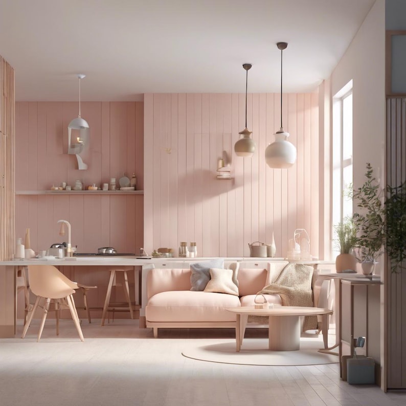 Living Room Wall, Sweet Color, Light Pink Etsy