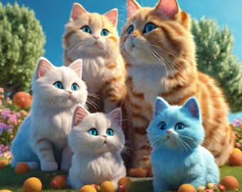 Fat cat playing in the front garden.Ai art