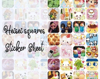 Heisei Squares Sticker Sheet | Heisei Retro Deco Penpal