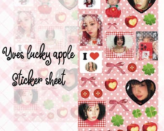 Yves Lucky Apple Sticker Sheet || Sticker Deco Penpal Purikura Kpop