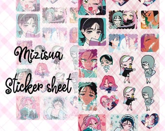Alien Stage ALNST Mizisua Mizi  & Sua Sticker Sheet || Sticker Deco Penpal Anime Kpop