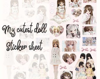 My Cutest Doll Sticker Sheet | Penpal Journal Deco