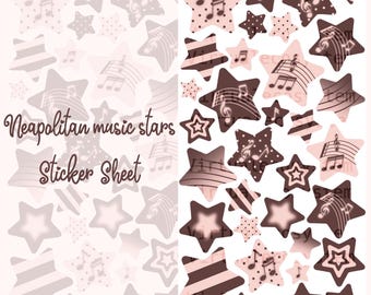 Neapolitan Music Stars Sticker Sheet | Heisei Retro Deco Penpal