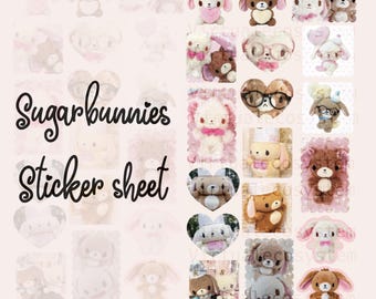 Sugarbunnies Sticker Sheet | Retro Kawaii Journal Decor