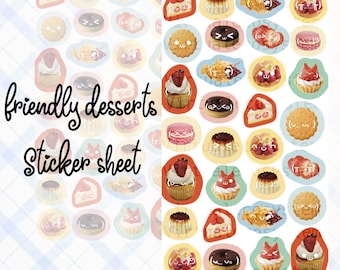 Friendly Desserts Sticker Sheet | Heisei Retro Deco Penpal