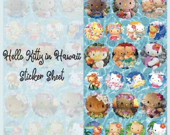 Hello Kitty in Hawaii Sticker Sheet || Penpal Deco Journal San