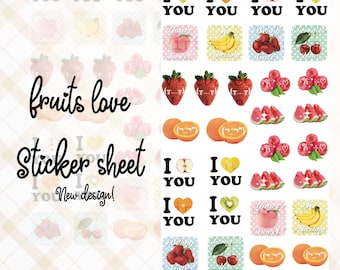 Fruits Love Sticker Sheet (new design!) || Sticker Deco Penpal Fruit Journal