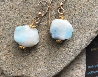 Dangle earrings Drop earrings Blue chalcedony earrings Light blue ice blue earrings Rough cut chalcedony gemstones ICEBERG