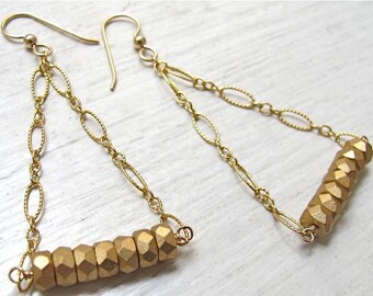 Gold earrings. Chain earrings. Dangle. Drop. GOLD SWING