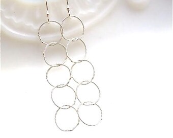 Örhängen i sterlingsilver med texturerad kedja, lätta silverörhängen, presentidéer för silversmycken
