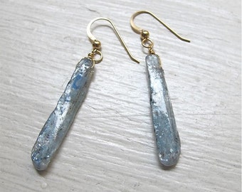 Dangle earrings Drop earrings Blue Kyanite drop earrings Blue gemstone jewelry MIST