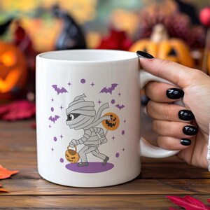 Halloween Mummy Mug | Cute Trick or Treat Coffee Mug | Spooky Ghost Halloween Cup | Fall Pumpkin Gift | Halloween Gift for Her