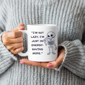 Funny Gift Skeleton Mug Coffee cup Ceramic Mug Barista Gift Coworker Work Bestie Present.
