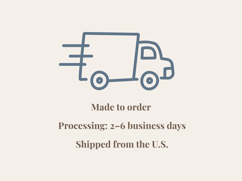 May include: A blue line art illustration of a delivery truck with motion lines, above the text "Made to order". The image is on a beige background.