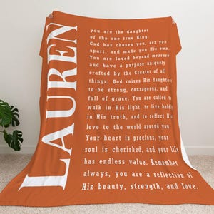 Personalized Christian Blanket for Women, Custom Faith-Based Gift with Name, Inspirational Religious Throw, Motivational Blanket for Her