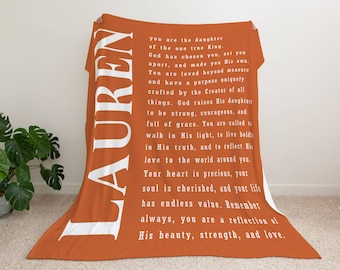Personalized Christian Blanket for Women, Custom Faith-Based Gift with Name, Inspirational Religious Throw, Motivational Blanket for Her