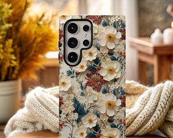 Boho Floral Phone Case for Her, Trendy 3D Flower Cover, iPhone 16 15 14 Pro Max, Samsung S25 S24 S23 Ultra, Google Pixel 9 8 7 6