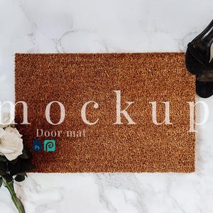 24 x 16 Coir Doormat mockup PSD smart object feminine doormat mockup digital doormat PSD elegant doormat png overlay floral doormat template