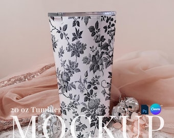 Printify 20oz Tumbler mockup drag and drop women tumbler digital trendy tumbler PSD smart object tumbler digital overlay elegant tumbler