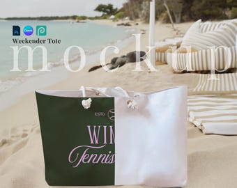 Printify Weekender bag mockup beach weekender tote canva template summer weekender tote bag PSD smart object elegant weekender tote digital