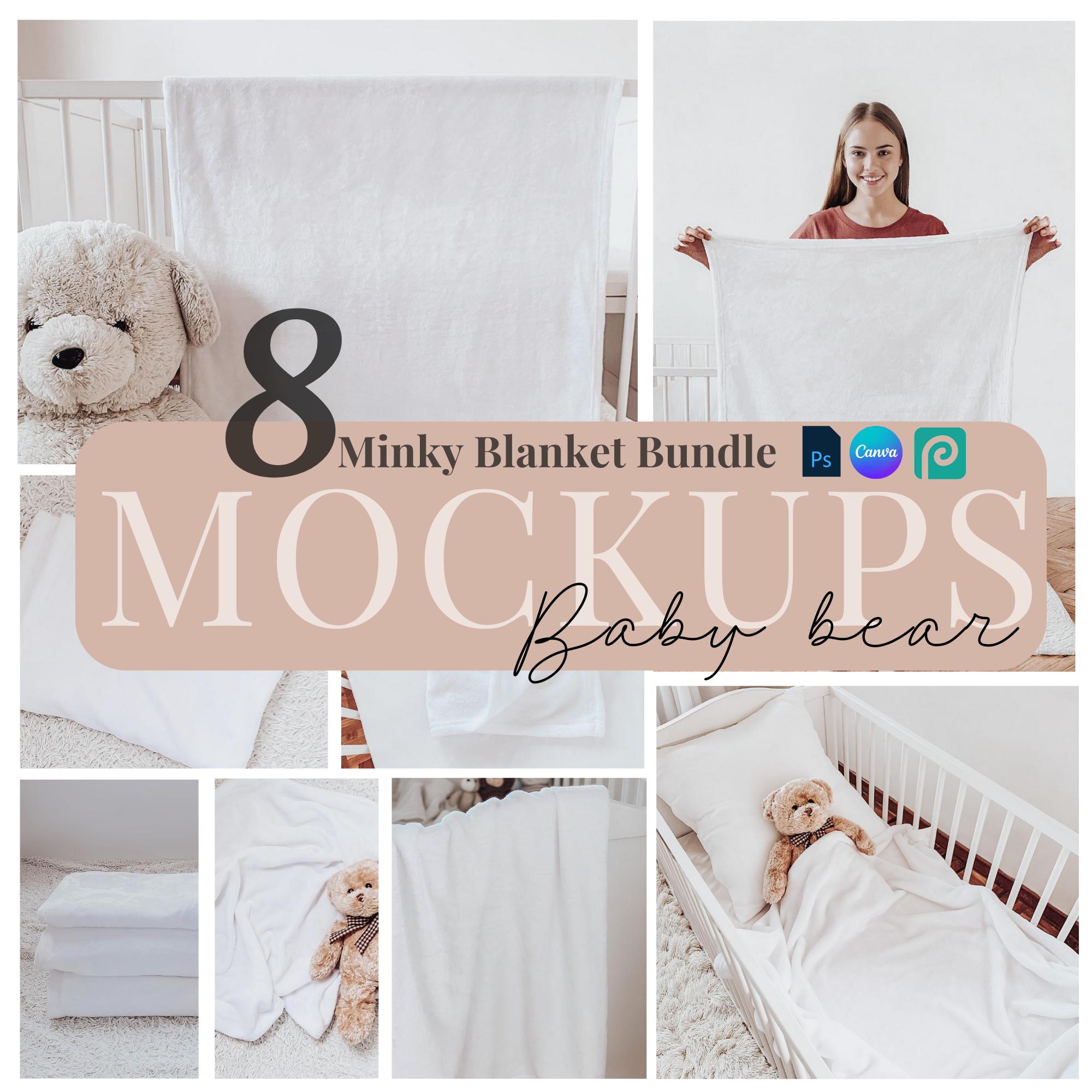 Minky Blanket Mockup Bundle PSD Set of Blanket Canva Template