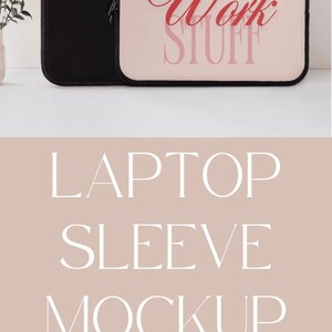 May include: Three laptop sleeves with different designs. The first sleeve is black with a white laptop sleeve inside. The second sleeve is black with a pink laptop sleeve inside that says "Work Stuff". The third sleeve is black with a white laptop sleeve inside that has a repeating pattern of red cherries with pink bows.