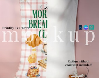 Printify tea towel trendy mockup hanging tea towel drag and drop elegant tea towel PSD hanging towel with french aesthetics Canva towel hang