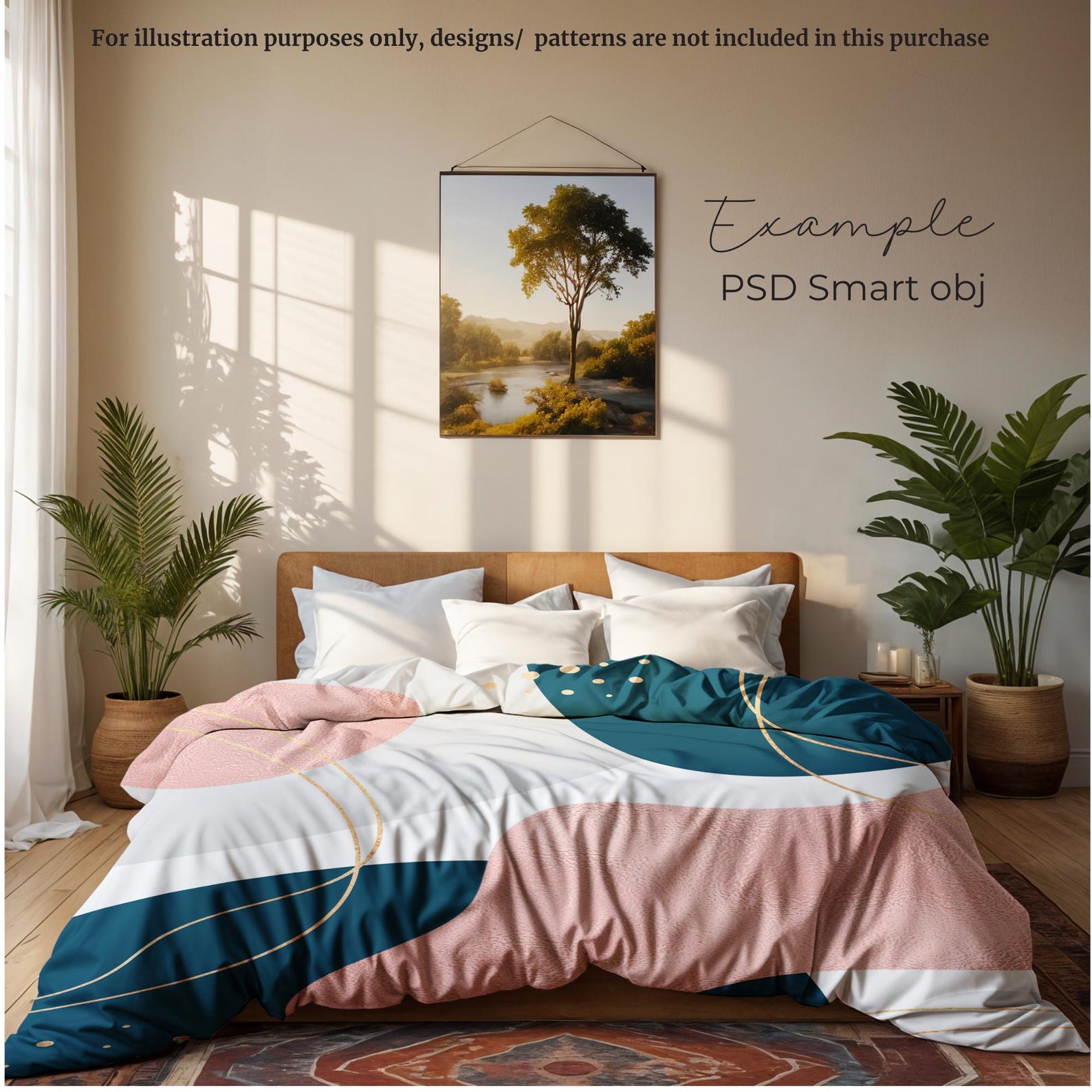Bedding Mockup Drag and Drop Duvet Canva Template Bedding PSD Smart ...