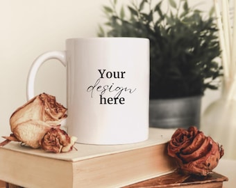 11oz White ceramic mug mockup book lover mug mockup mug mock template bookish mug digital overlay coffee mug mockup white mug book mockup