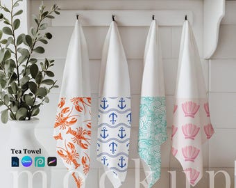 Geschirrtuch Mockup elegant Canva 4er Set Geschirrtuch PSD Vorlage Handtuch Mockup Geschirrtuch Canva Geschirrtuch Mockup digitales Handtuch