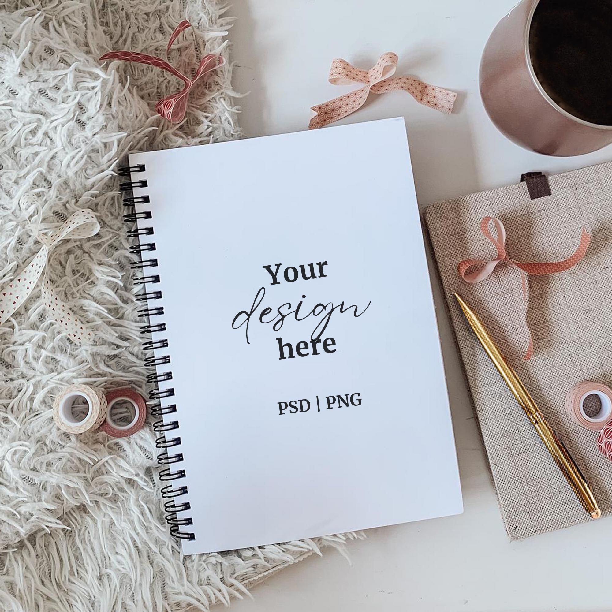 Printify Black Spiral Notebook Mockup Drag and Drop Notebook Canva ...