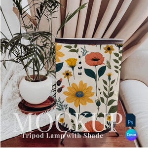 Printify Tripod Lamp mockup elegant drag and drop couch lamp light digital living room lamp tripod PSD smart object lamp digital overlay