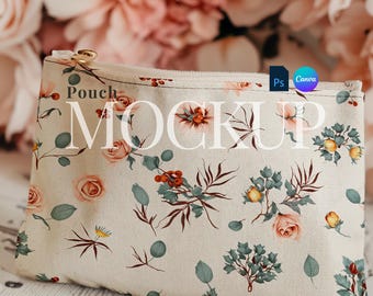 Accessoire Beutel Mockup ziehen und ablegen Make-up Tasche Canva Vorlage Canvas Reißverschlusstasche PSD Smart-Objekt Hochzeit Make-up Beutel Canva Mock