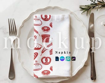 Napkin mockup PSD minimalist Towel Canva mockup simple napkin png table cloth mockup Photopea napkin procreate for surface pattern designer