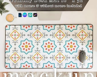 Printify Desk Mat 16'' by 32'' mockup PSD desk mat Procreate work table mat Canva elegant work desk mat Photopea Printify large Desk Mat PSD