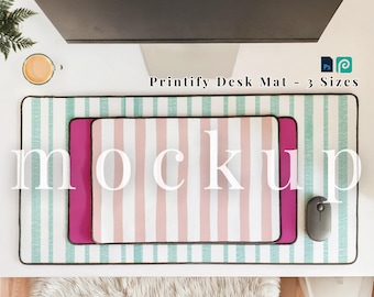 Printify Desk Mat all 3 sizes PSD flatlay computer desk mat Photopea sublimation desk mat mockup print on demand table desk mat mockup