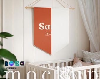 Pennant nursery mockup baby Pennant PSD toddler pennant canva boho Pennant Photopea Pennant flag mockup bedroom pennant mockup white pennant
