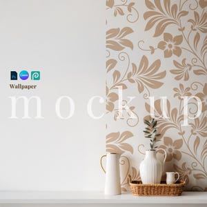 Wallpaper mockup 3D Bilder Tapete Drag and Drop weiße Tapete PSD elegante Tapete Canva Vorlage Tapete Oberflächenmuster