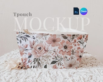 Printify accessory pouch t-bottom mockup drag and drop makeup pouch canva template canvas zipper bag PSD smart object bridesmaid pouch