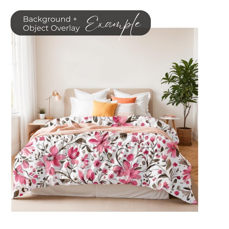 White Bedding Mockup Drag and Drop Bedding Canva Template Duvet Cover ...
